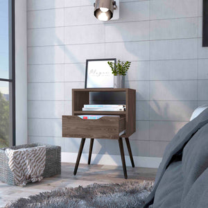 English Elm Allie Nightstand with Superior Top, Open Shelf & Drawer — Modern White-Light Oak Accent Table Brown 20 L x 18 W x 7 H B128P148650