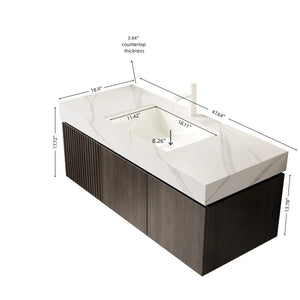 English Elm 48" Muri Spa Inspired Bathroom Vanity Cabinet Plywood Double Door Soft Close Storage Espresso W2615P406390