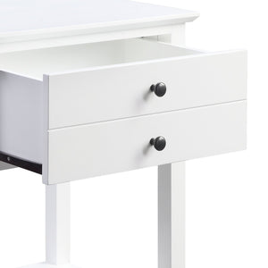 English Elm Grardor White Finish Accent Table with USB Dock, Drawer & Open Shelf, Wooden Top, Modern Design B2726P287567