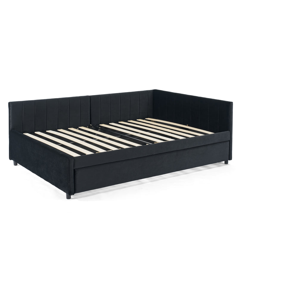 English Elm Full Size Daybed With Trundle - Stylish Velvet Sofa Bed Frame For Cozy Spaces & Overnight Guests W1413S00086