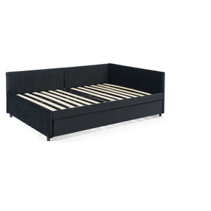 English Elm Full Size Daybed With Trundle - Stylish Velvet Sofa Bed Frame For Cozy Spaces & Overnight Guests W1413S00086