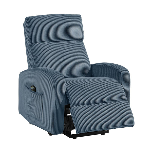 English Elm Contemporary Power Lift Chair Recliner with Plush Corduroy, Foam-Over-Coil Support & Side Pocket Blue 31 L x 29 W x 24 H B011P395833