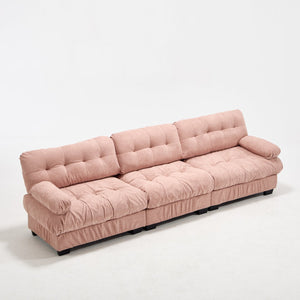 English Elm Modular Cloud Sectional Sofa Flannelette Deep Seat Couch for Living Room with Pillows Pink W2120S00032