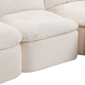 English Elm Modern Chenille Cloud Sectional with Ottoman Deep Sink Modular L Shaped Living Room Sofa Beige+White W2379S00001
