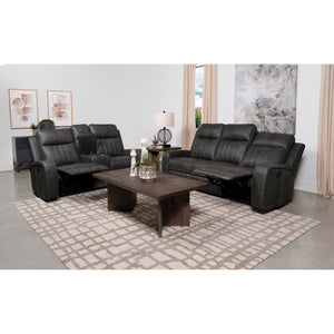 English Elm Forrest Grey 2-Piece Motion Reclining Sofa Set - Modern Faux Leather Channel Tufted Gray Comfort Lounge B062S01274