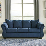 Navy Blue Microfiber Sofa: Stylish, Durable, Easy Assembly, 90