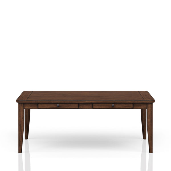 English Elm Casual 78" Solid Wood & MDF Dining Table with Four Storage Drawers, Brown Finish, Transitional Style B2699P218281