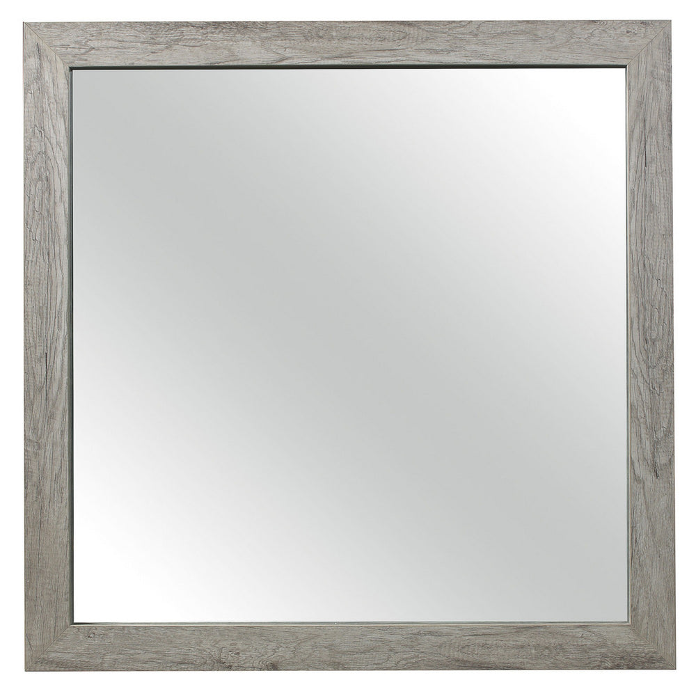 English Elm Zane Square Wall Mirror with Weathered Gray Wood Grain Frame for Any Room Decor B056P215242