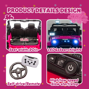 English Elm 24v Dual Motor Two Seat Kids Electric Ride on Car with Remote Control and Bluetooth Audio Pink W1578P305898