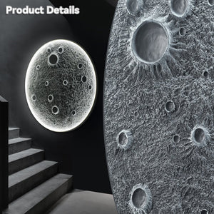 English Elm 40-Inch Resin Moon Wall Light with Remote Dimmable LEDs, 38W Main 15W Night, Meteorite Texture W2869P410964