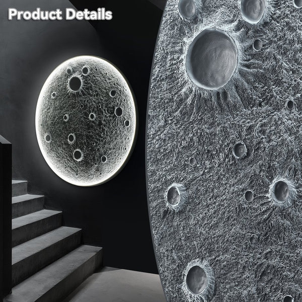 English Elm 40-Inch Resin Moon Wall Light with Remote Dimmable LEDs, 38W Main 15W Night, Meteorite Texture W2869P410964