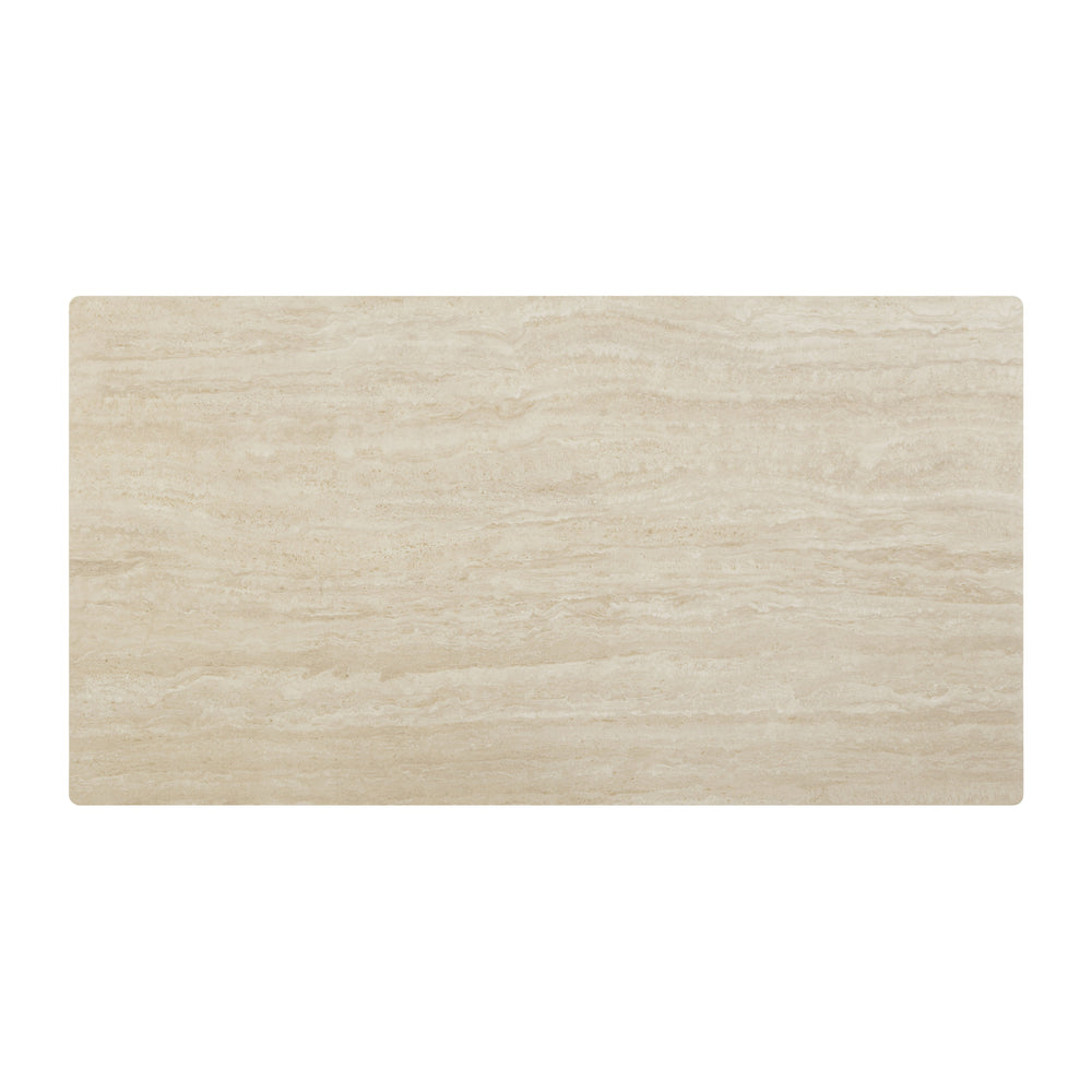 English Elm Ingram Ceramic Top Dining Table with Light Gray Finish, Metal Legs, Durable MDF & Modern Minimalist Design B2726S00089