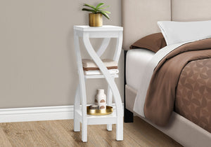 English Elm Accent Three-Tier Accent Table with Six Open Display Shelves for Living Room, Bedroom, Modern Design White 36 L x 17 W x 4 H B2710P219055