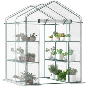 English Elm Outdoor Lean to Walk in Greenhouse with Polyethylene Cover for Year Round Growing T3971P383542