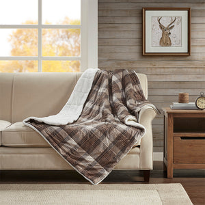 Woolrich Lumberjack Lodge/Cabin Softspun Down Alternative Filled Throw WR50-1012 Brown