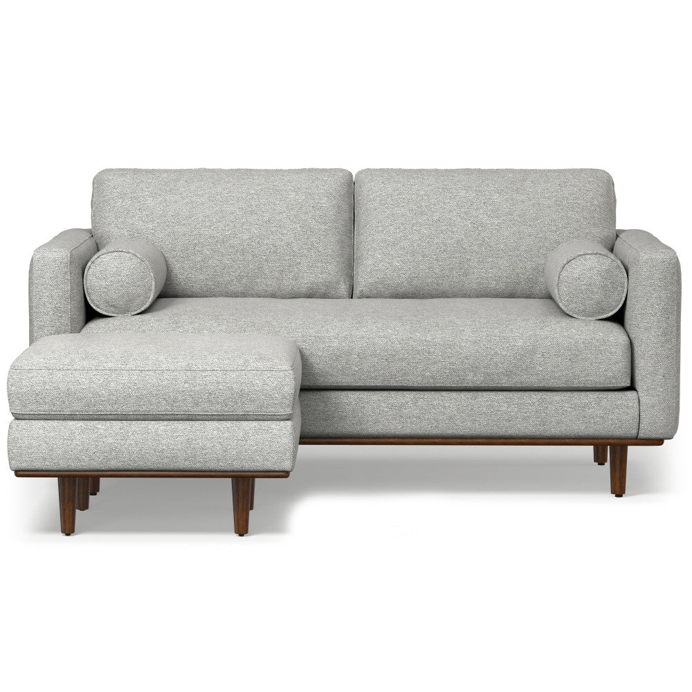 English Elm Morrison Mid-Century 72" Sofa with Ottoman Set — Eco-Friendly Recycled Fabric, Plush Feather Fill, Sturdy Craftsmanship Gray B136P199239