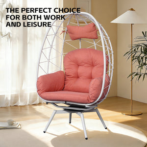 English Elm Oversized Swivel Rattan Egg Chair with Plush Cushion for Patio or Living Room T5880P501001
