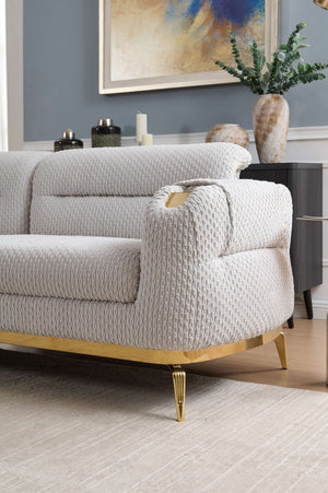 English Elm Zoe Modern 2Pc Living Room Set: Luxe Gray Sofa & Loveseat With Gold Accents For Stylish Comfort B009S01879-GIGA