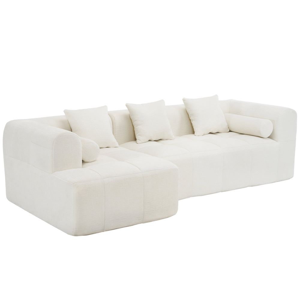 English Elm 101.2" Modular Sectional Sofa Deep Cushioned Beige Curved Couch for Living Room N719P257500A