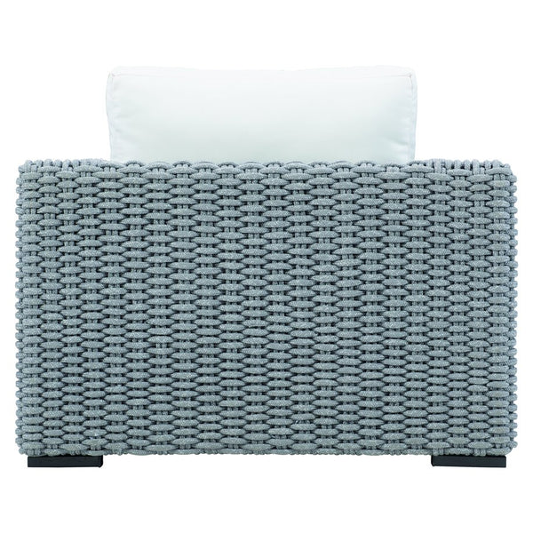 Bernhardt Bernhardt Capri Lounge Chair — Modern Grey Mist Rope, Raven Aluminum Legs, Plush Faux-Down Outdoor Comfort - Made to Order OP1012C