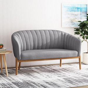 English Elm Loveseat Mid-century Modern Channel Tufted Upholstered Sofa with Rubberwood Tapered Legs 65780.00FCHAR
