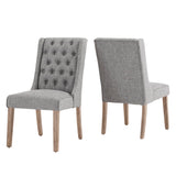 Homelegance By Top-Line Griffin Tufted Linen Upholstered Side Chairs (Set of 2) Grey Rubberwood