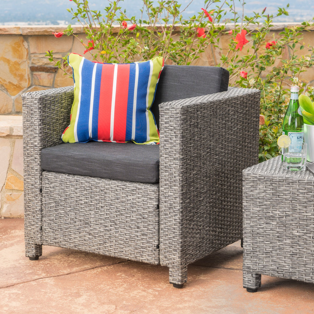 English Elm Puerta Outdoor Club Chair Woven Faux Rattan Iron Frame All Weather Patio Lounge 52979.00MBK