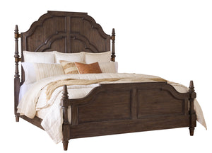 Revival Row King Panel Bed Brown with Chimney Smoke Finish P348-BR-K3 Pulaski Furniture