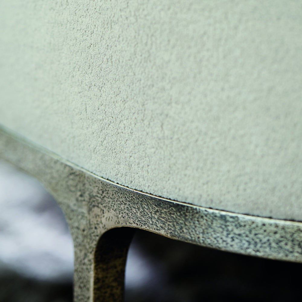 Bernhardt Bernhardt Linea Metal Bench With Textured Graphite Cast Aluminum Base, Upholstered Rustic Modern Seat 384508