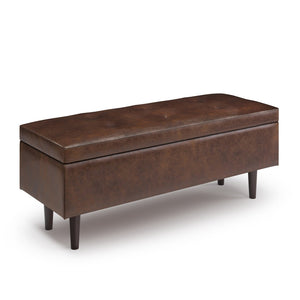 English Elm Shay Mid Century Rectangular Storage Ottoman - Versatile Tufted Bench In Distressed Faux Leather B136P159259-GIGA