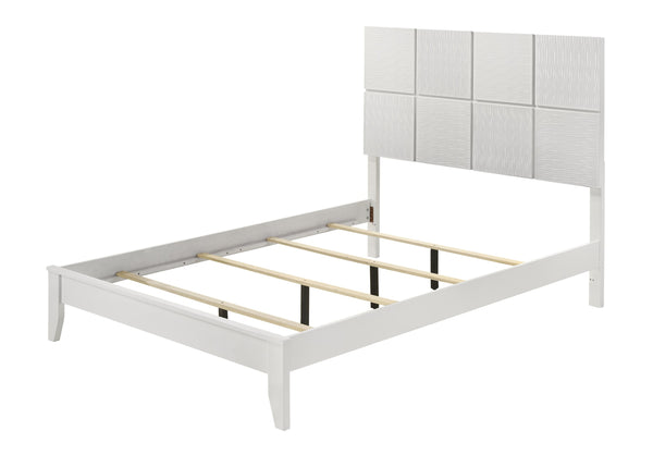 English Elm 1pc Full Panel Bed with Plush Channel Tufted Headboard, Neutral Finish, Contemporary Frame, Simple Assembly White 61 L x 36.5 W x 5.5 H B2741S00281