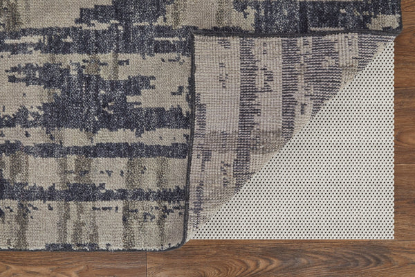 Feizy Rugs Altmar Hand Knotted Wool Rug - Modern Bohemian Style With Abstract Stripes For Any Interior Design Blue,Gray,Taupe Wool T18t6035nvybgep00