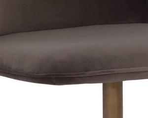 Sunpan Simone Swivel Dining Chair - Modern Performance Fabric Design with Antique Brass Base for Style Meg Ash