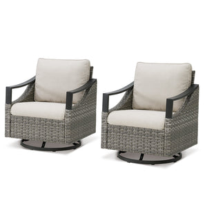 English Elm Outdoor Pe Wicker Lounge Chair Set of 2 with Deep Cushioned Seats for Patio Decks Beige T3773P416059