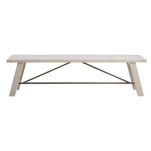 JLA Home INK+IVY - Dining Sonoma Bench by INK+IVY — Solid Wood White Wash Farmhouse Seating for 3 with Metal Stretchers, Rustic Modern Appeal II112-0447