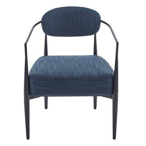 English Elm Christopher Knight Home® - Mid-Century Upholstered Accent Armchair with Pocket Spring Seat, Tapered Iron Legs, Stylish Comfort Black,Navy Blue 26.38 L x 25.2 W x 12.6 H N776P224504N