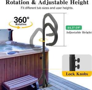 English Elm Hot Tub Aluminum Safety Rail with Swivel Grip Adjustable Height and 600 Lb Support W1859P429198