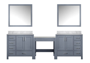 English Elm Dark Grey Double Bath Vanity With Carrara Marble Top & Matching Mirrors - Elegant 102" Design B2731S00629