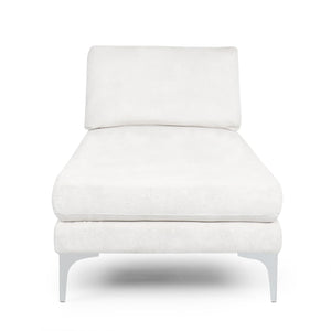 English Elm Christopher Knight Home® - CHAISE Plush Fabric Lounge with Silver Bracket Legs and Backrest Pillow for Stylish Comfort Ivory 66.75 L x 30.5 W x 12.25 H 68109.00IVR