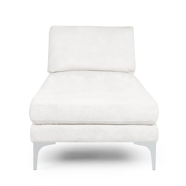 English Elm Christopher Knight Home® - CHAISE Plush Fabric Lounge with Silver Bracket Legs and Backrest Pillow for Stylish Comfort Ivory 66.75 L x 30.5 W x 12.25 H 68109.00IVR
