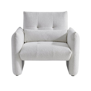 English Elm Ergonomic Tufted Velvet Accent Chair Solid Wood Frame with Lumbar Support Compact Seating Beige W1765P366978