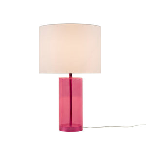 English Elm Glass Blush Table Lamp with Pink Drum Shade for Bedroom or Console Styling B035P264520