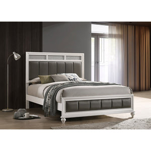 English Elm Talia Queen Panel Bed - White & Grey Upholstered Design With Metallic Accents For Modern Elegance B062S01079-GIGA