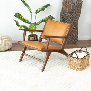 English Elm Daniel Genuine Leather Accent Chair Tapered Walnut Legs Mid-century Modern Lounge B183P231841