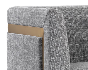 Sunpan Yvette Armchair - Exquisite Antique Brass Frame with Luxurious Velvet Upholstery for Modern Spaces Gold / Chacha Grey