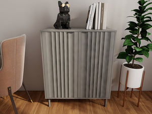 English Elm Modern Kitchen Storage Cabinet Antique Grey Engineered Wood with Versatile Shelving, Durable Design, Space-Saving Elegance W2139P306373