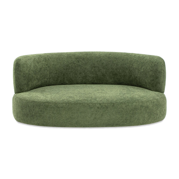 English Elm Jennifer Taylor Home - Shep 36" Curved Dog Sofa Bed Medium Moss Green Fleeced Teddy — Plush Scandinavian Benchmade Lounge, Durable Support B2719P320242