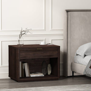English Elm Evelyn 32" Nightstand In Brown - Modern Mdf Design With Drawer & Open Shelf For Stylish Storage Solutions B365P398524