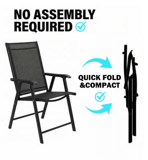 English Elm Outdoor Stackable Folding Chairs Set Ergonomic Mesh Back Steel Frame Patio Seating Black W5159P445935