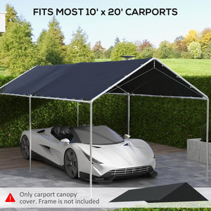 English Elm Car Canopy Replacement Cover Uv Resistant Polyethylene Roof for 9.6 X 19.5 Ft Frames T3971P425824